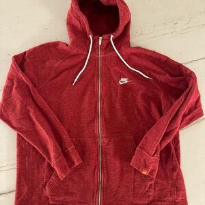 Nike Hoodie Mens 2XL Orange Zip Up Swoosh Logo Full Zip Sweatshirt Athletic